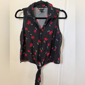 Hot Topic Skull Cherry Tie Top Size S